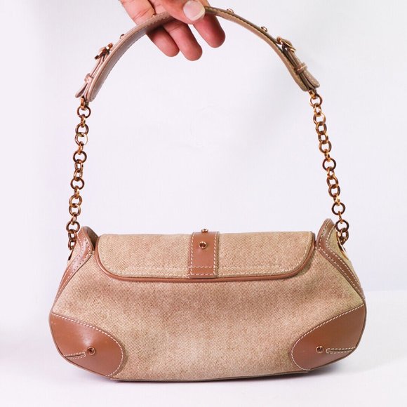 Escada Women Handbag Small Purse Bag Canvas/Leather Bag Handmade in Italy Authen - Picture 5 of 13